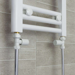With Straight Valve 700mm Wide 1500mm High Flat White Heated Towel Rail Radiator