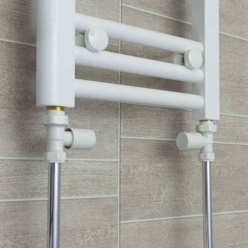 With Straight Valve 700mm Wide 1500mm High Flat White Heated Towel Rail Radiator