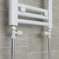 With Straight Valve 700mm Wide 1500mm High Flat White Heated Towel Rail Radiator