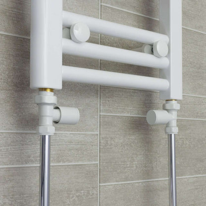 With Straight Valve 700mm Wide 1500mm High Flat White Heated Towel Rail Radiator