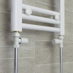 With Straight Valve 700mm Wide 1700mm High Flat White Heated Towel Rail Radiator