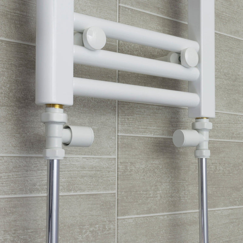 With Straight Valve 700mm Wide 1700mm High Flat White Heated Towel Rail Radiator