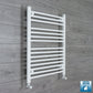 With Angled Valve 700mm Wide 800mm High Flat White Heated Towel Rail HTR