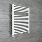 With Angled Valve 740mm Wide 775mm High Straight White Heated Towel Rail