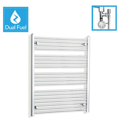 750 x 1000 Chrome Dual Fuel Flat Heated Towel Rail