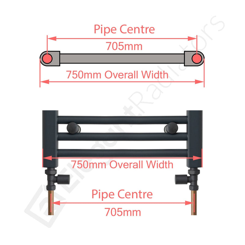 750 x 1000 Chrome Dual Fuel Flat Heated Towel Rail