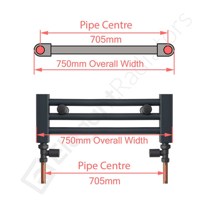 750 x 1000 Chrome Dual Fuel Flat Heated Towel Rail