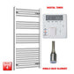 Single Heat Element + Digital Timer 750 x 1200 Pre-Filled Electric Towel Radiator Flat Chrome