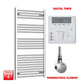 Thermostatic Element + Digital Timer 750 x 1200 Pre-Filled Electric Towel Radiator Flat Chrome