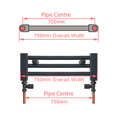 750 x 1600 Chrome Dual Fuel Flat Heated Towel Rail