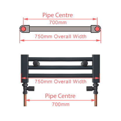 750 x 1600 Chrome Dual Fuel Flat Heated Towel Rail