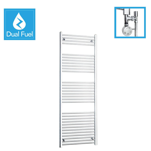 750 x 1800 Chrome Dual Fuel Flat Heated Towel Rail