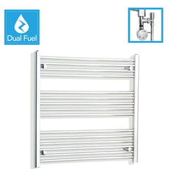 750 x 800 Chrome Dual Fuel Flat Heated Towel Rail