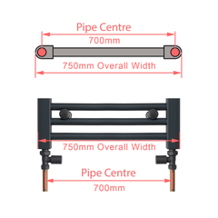 750 x 800 Chrome Dual Fuel Flat Heated Towel Rail