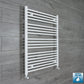 With Angled Valve 750mm Wide 1200mm High Flat White Heated Towel Rail Radiator