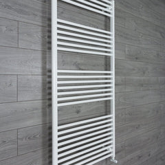 With Angled Valve 750mm Wide 1600mm High Flat White Heated Towel Rail Radiator