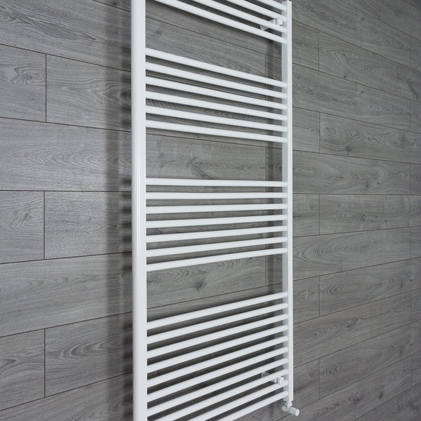 With Angled Valve 750mm Wide 1600mm High Flat White Heated Towel Rail Radiator