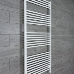 With Straight Valve 750mm Wide 1600mm High Flat White Heated Towel Rail Radiator