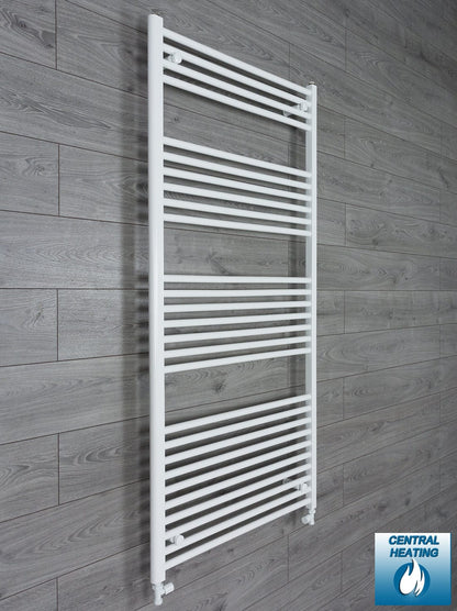 With Straight Valve 750mm Wide 1600mm High Flat White Heated Towel Rail Radiator