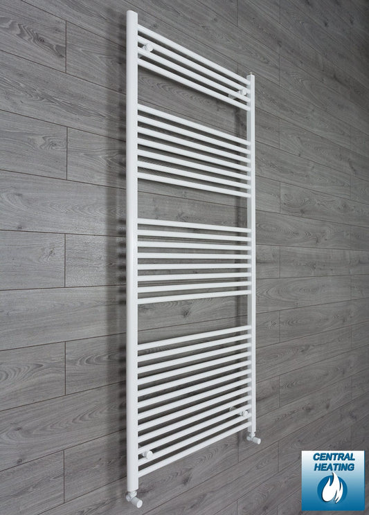 With Angled Valve 750mm Wide 1800mm High Flat White Heated Towel Rail Radiator