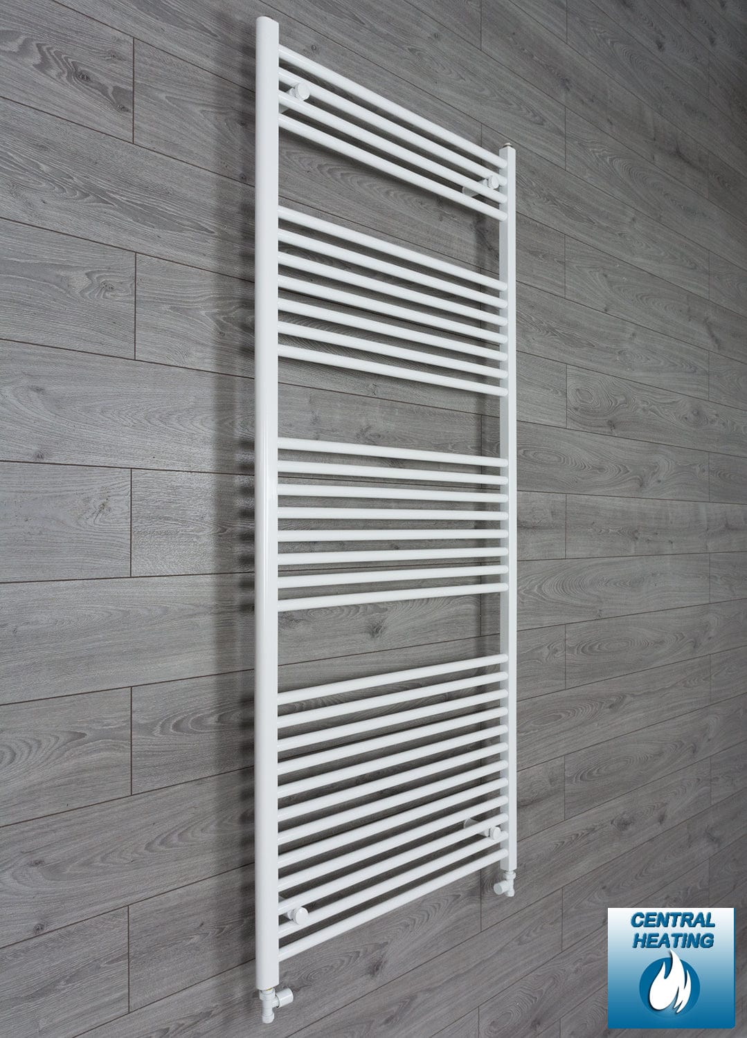With Straight Valve 750mm Wide 1800mm High Flat White Heated Towel Rail Radiator