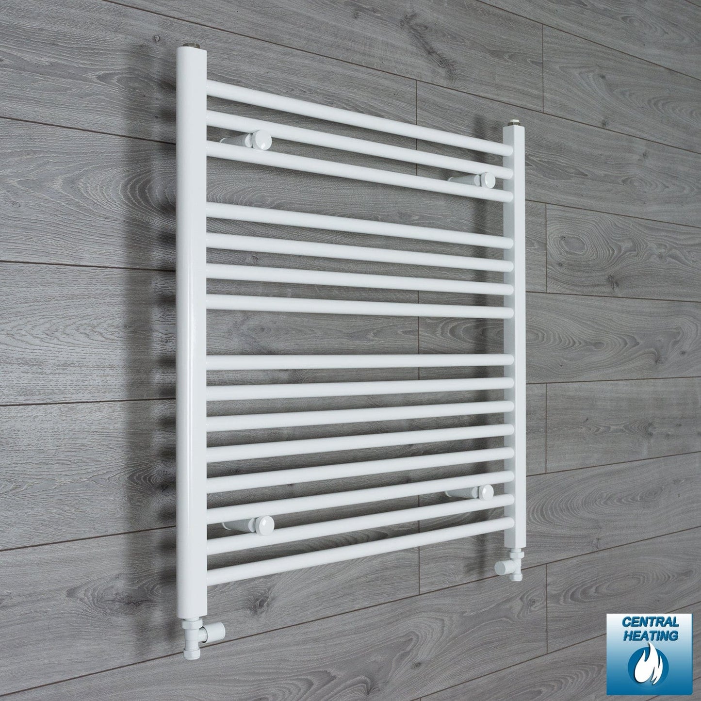 With Straight Valve 750mm Wide 800mm High Flat White Heated Towel Rail HTR
