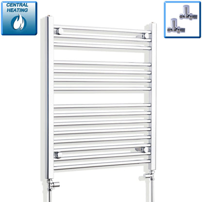 With Straight Inline Valves 800 mm High x 550 mm Wide Heated Straight Towel Rail Chrome