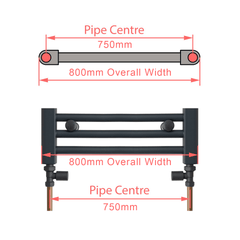 800 x 1000 Chrome Dual Fuel Flat Heated Towel Rail