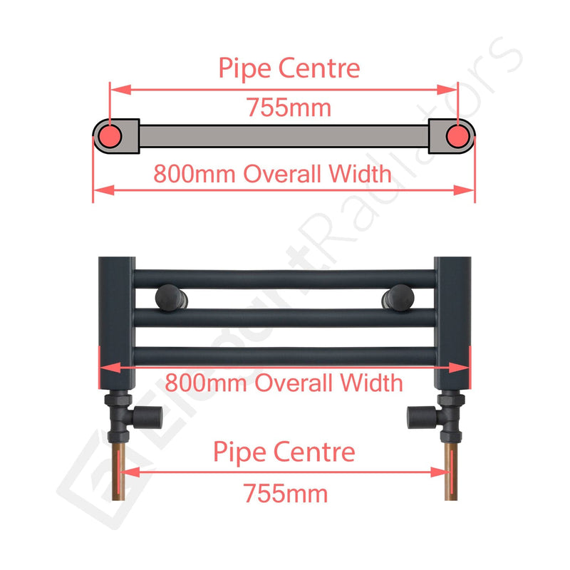 800 x 1200 Chrome Dual Fuel Flat Heated Towel Rail