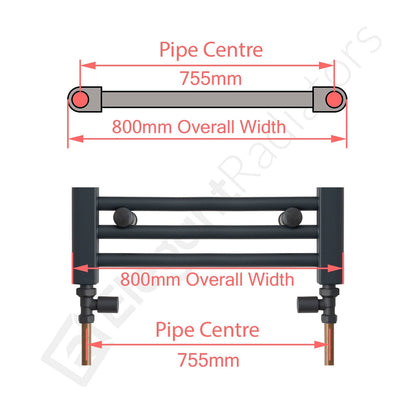 800 x 1200 Chrome Dual Fuel Flat Heated Towel Rail