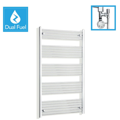 800 x 1400 Chrome Dual Fuel Flat Heated Towel Rail