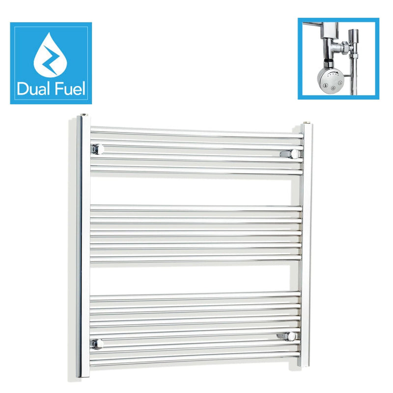 800 x 900mm Chrome Dual Fuel Flat Heated Towel Rail