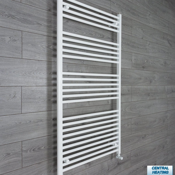 With Angled Valve 800mm Wide 1400mm High Flat White Heated Towel Rail HTR