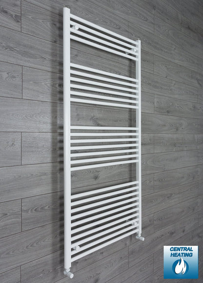 With Angled Valve 800mm Wide 1600mm High Flat White Heated Towel Rail Radiator