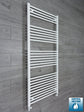 With Straight Valve 800mm Wide 1600mm High Flat White Heated Towel Rail Radiator