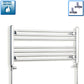 With Straight Valve 800mm Wide 400mm High Flat Chrome Heated Towel Rail Radiator