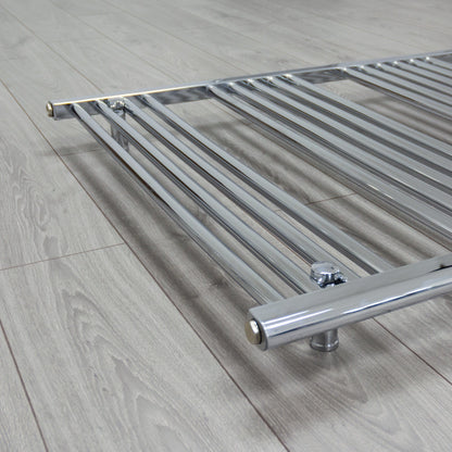800mm Wide 600mm High Flat Chrome Heated Towel Rail Radiator