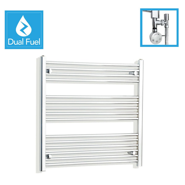 850 x 800 Chrome Dual Fuel Flat Heated Towel Rail