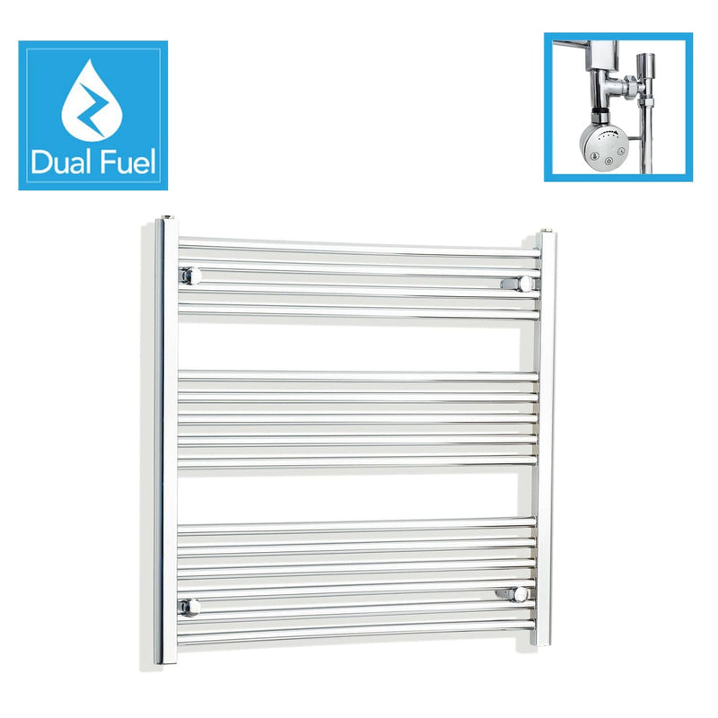 850 x 800 Chrome Dual Fuel Flat Heated Towel Rail