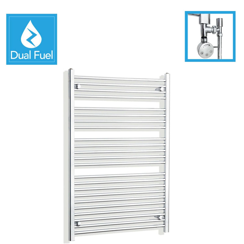 900x1200mm Chrome Dual Fuel Flat Heated Towel Rail