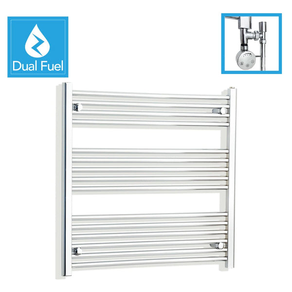 900 x 800 Chrome Dual Fuel Flat Heated Towel Rail