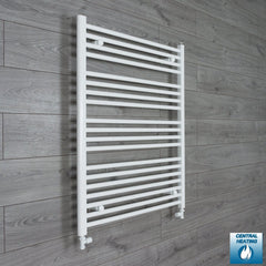 With Straight Valve 900mm Wide 1000mm High Flat White Heated Towel Rail Radiator