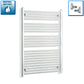 With Angled Valve 900mm Wide 1200mm High Flat Chrome Heated Towel Radiator