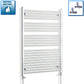 With Straight Valve 900mm Wide 1200mm High Flat Chrome Heated Towel Radiator
