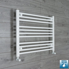 With Angled Valve 900mm Wide 600mm High Flat White Heated Towel Rail Radiator