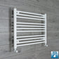 With Angled Valve 900mm Wide 600mm High Flat White Heated Towel Rail Radiator