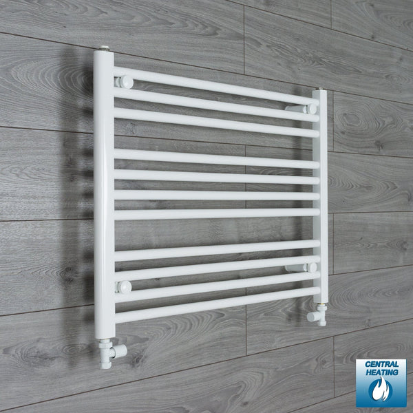With Straight Valve 900mm Wide 600mm High Flat White Heated Towel Rail Radiator