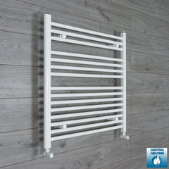 With Angled Valve 900mm Wide 800mm High Flat White Heated Towel Rail Radiator