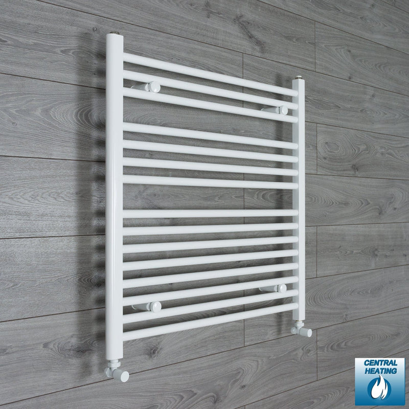 With Angled Valve 900mm Wide 800mm High Flat White Heated Towel Rail Radiator