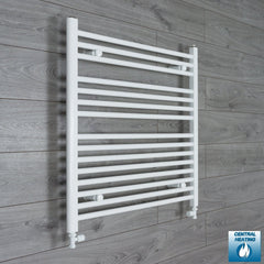 With Straight Valve 900mm Wide 800mm High Flat White Heated Towel Rail Radiator